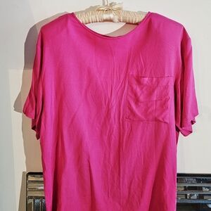 Vintage 1980s womens Medium fushia rayon oversized blouse old money relaxed